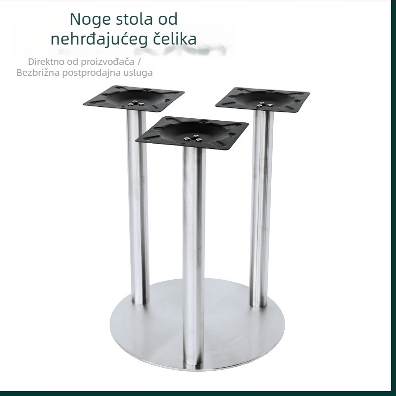 Nerđajući čelik, velika okrugla baza stola s tri kolone nogu, za poslovne prostore
