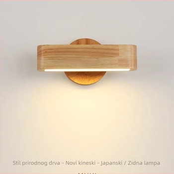 Skandinavska drvena podesiva zidna svjetiljka — minimalističko svjetlo za čitanje u spavaćoj sobi uz krevet, japanski stil, prirodno drvo za dnevni boravak