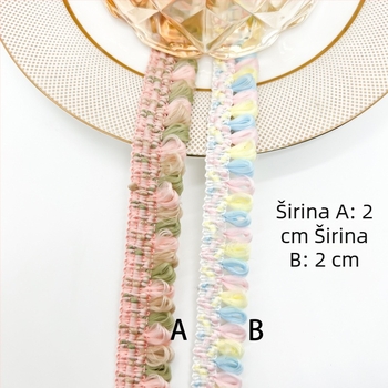 2 cm široka višebojna resasta čipkasta traka za DIY rub haljine