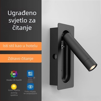 Ugrađena zidna lampa s cijelim spektrom, rotirajućom glavom za čitanje u spavaćoj sobi i nordijskim stilom rasvjete hodnika.