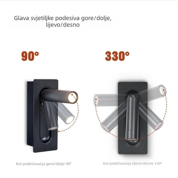 Ugrađena zidna lampa s cijelim spektrom, rotirajućom glavom za čitanje u spavaćoj sobi i nordijskim stilom rasvjete hodnika.
