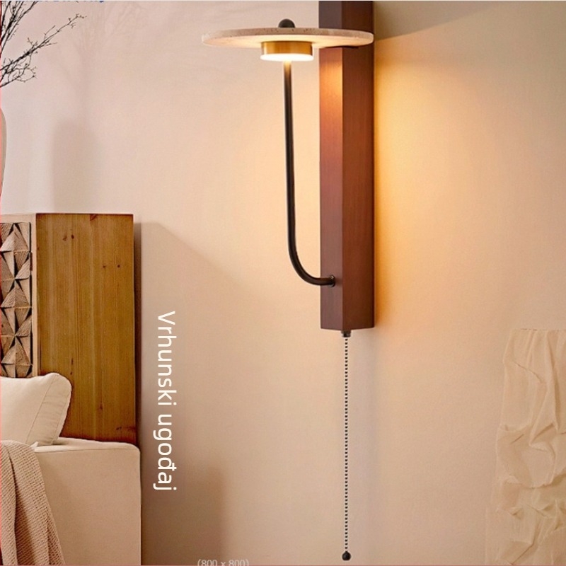 Luksuzna zidna lampa od žutog travertina s prekidačem, za dnevni boravak, stubište i sobe za goste.