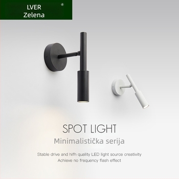 Minimalistična zidna lampa za spavaću sobu, regulacija osvjetljenja, moderan dizajn, aluminijsko tijelo