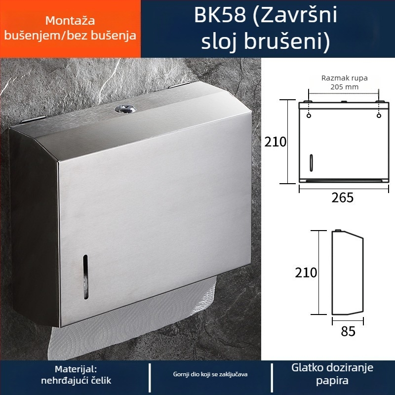 Kvadratna kutija za maramice za kupaonicu od nehrđajućeg čelika s mat završnim premazom, moderni minimalistički dizajn