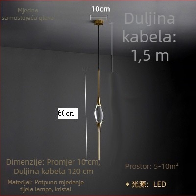 Međno-kristalna zidna svjetiljka – dizajnerska, jednostavna i elegantna rasvjeta za dnevni boravak, blagovaonu, radnu sobu i spavaću sobu