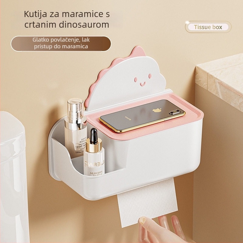 Zidni držač za maramice bez bušenja, kupaonski regal za pohranu