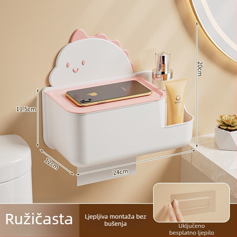 Zidni držač za maramice bez bušenja, kupaonski regal za pohranu