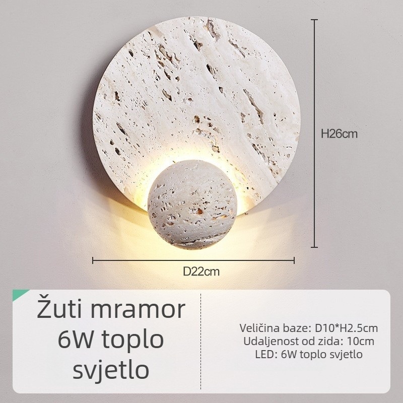 Wabi-Sabi žuta travertinska zidna lampa za gostinjstvo, vintage noćna lampa za spavaću sobu, ambijentalno osvjetljenje za dnevni boravak i hodnik