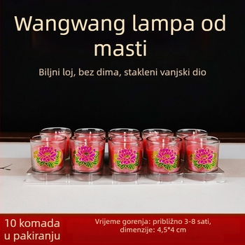 Staklena maslena lampa za Budhu, bez dima i mirisa, set od 10 komada, dugotrajna lampa za budističke ponude