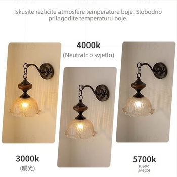 Jinbei zidna rasvjeta s keramičnim sjenilom, željezo tijelo, retro stil, francuska atmosfera, za spavaću sobu, dnevni boravak, hodnik i stubište