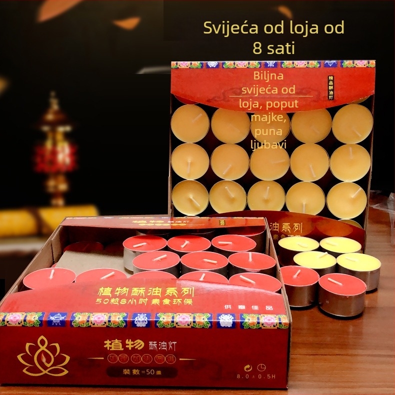 Gratitude ghee svijeća, 8-satno sagorijevanje, paket od 50 kom, biljne religijske svijeće, poklon za proljeće