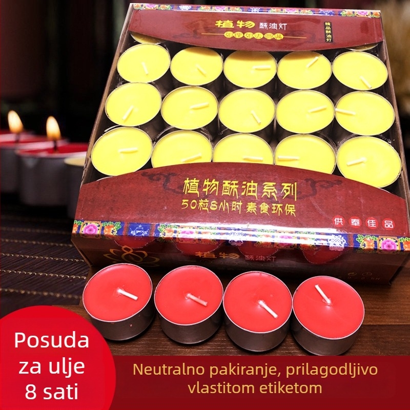 Gratitude ghee svijeća, 8-satno sagorijevanje, paket od 50 kom, biljne religijske svijeće, poklon za proljeće