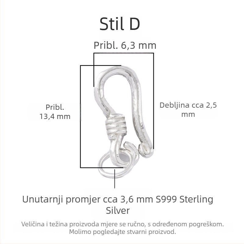 S999 srebrna mat vintage kopča za ogrlicu i narukvicu – DIY spojnik od srebra 925