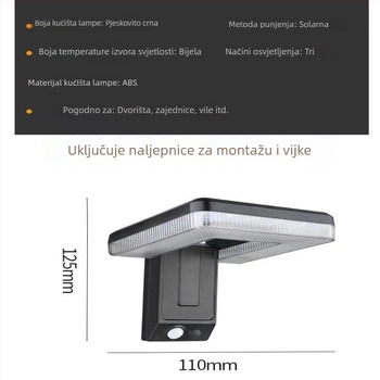 Vanjska vodootporna zidna svjetiljka za dvorište, jednostavno dvorišno osvjetljenje, svjetiljka sa senzorom pokreta, sklopiva zidna svjetiljka za balkon i stubište