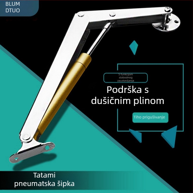 Hidraulična potpora za vrata ormarića s amortizerom protiv zapinjanja, cink legura, za tatami, pod i ormariće