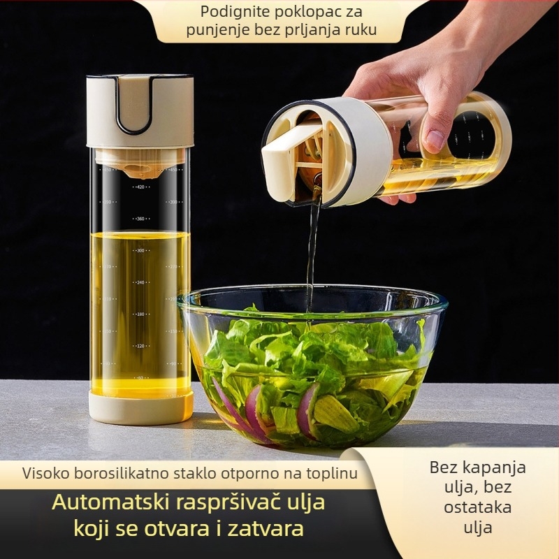 Staklena kuhinjska boca za ulje s automatskim otvaranjem i zatvaranjem — set posuda za začine i umake (sos soje i ocat)