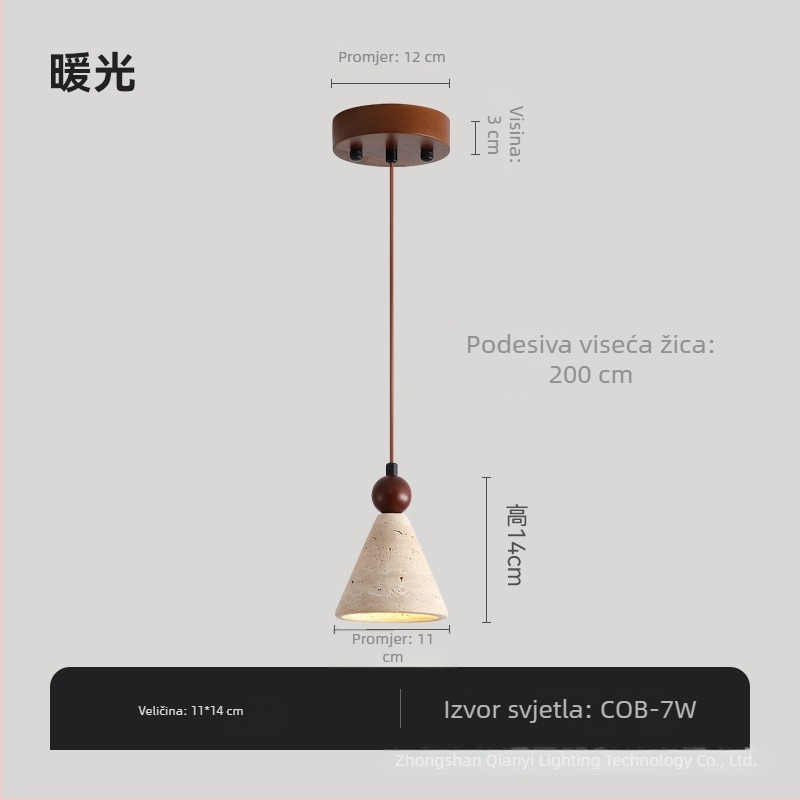 Japanski stil, žuta travertin, vintage wabi-sabi viseća lampa za spavaću sobu, dnevnu sobu i hodnik