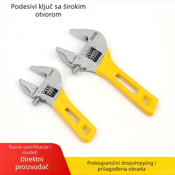 Podesivi ključ s kratkom drškom, velikim otvorom čeljusti, lagan, višenamjenski alat za kupaonicu