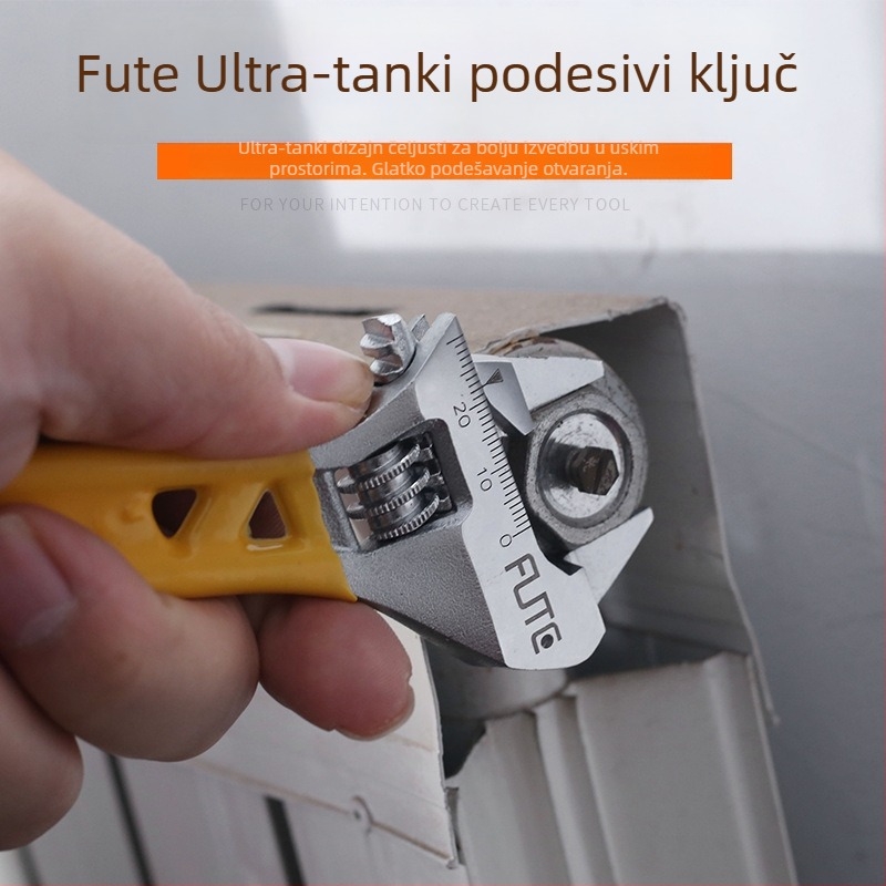 Industrijske razine mini prilagodljiv ključ s kratkom drškom, ultra-tanki otvoreni kraj za vodovod