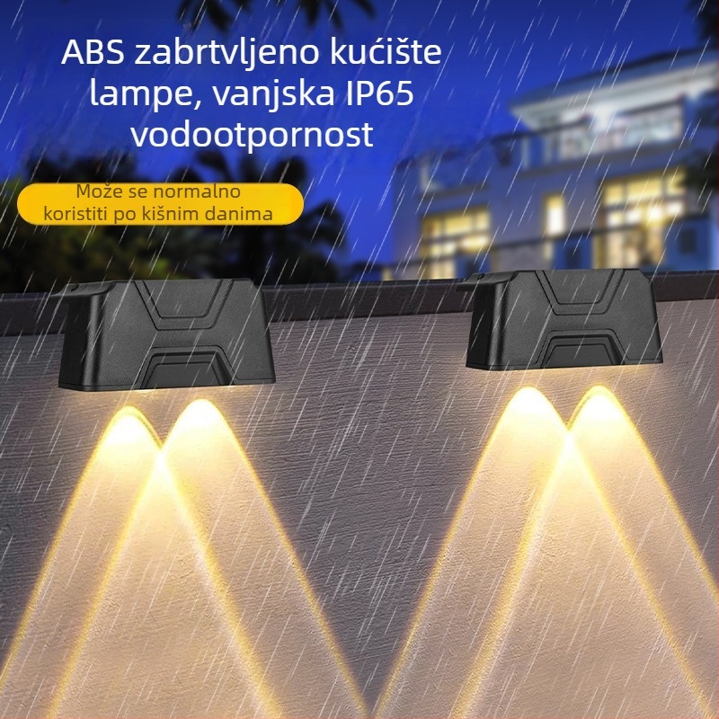2-LED solarna svjetiljka za stepenice, ogradu i zid – vanjska vrtna svjetiljka IP44