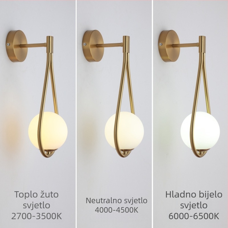 Skandinavska LED zidna svjetiljka – postmoderni minimalistički stakleni komad za dnevni boravak, hodnik, balkon, stepenice i spavaću sobu