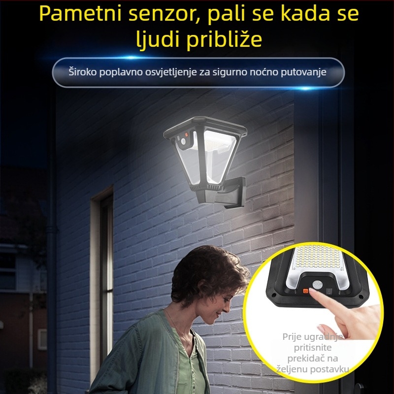 Solarna vanjska lampica za vrt s senzorom pokreta, IP55 LED rasvjeta za zid ili ugradnju u tlo, rasvjeta krajolika
