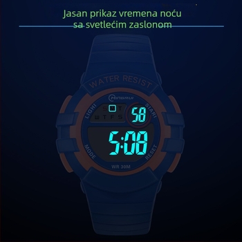 Mingrui šareni dječji sat s digitalnim prikazom, luminescentan, vodootporan do 30 m, elektronički mehanizam MR-8206
