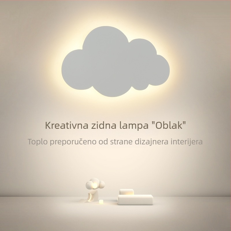 Oblak zidna svjetiljka u nordijskom stilu, kreativno minimalističko osvjetljenje za modernu spavaću sobu i dječju sobu