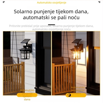 Solarna vanjska zidna svjetiljka za vrt i dvorište, ambijentalno osvjetljenje, senzor na vratima