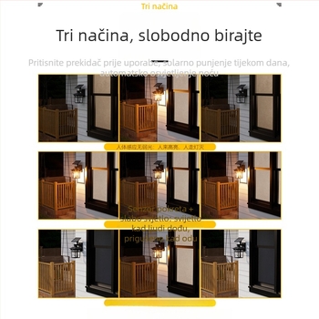 Solarna vanjska zidna svjetiljka za vrt i dvorište, ambijentalno osvjetljenje, senzor na vratima