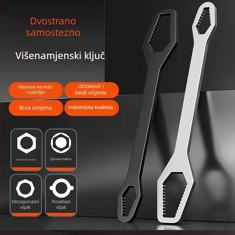 Samozatezni univerzalni ključ, dvostrani višestrani podesivi brzi ključ, zvjezdasti ključ, 8–24 mm