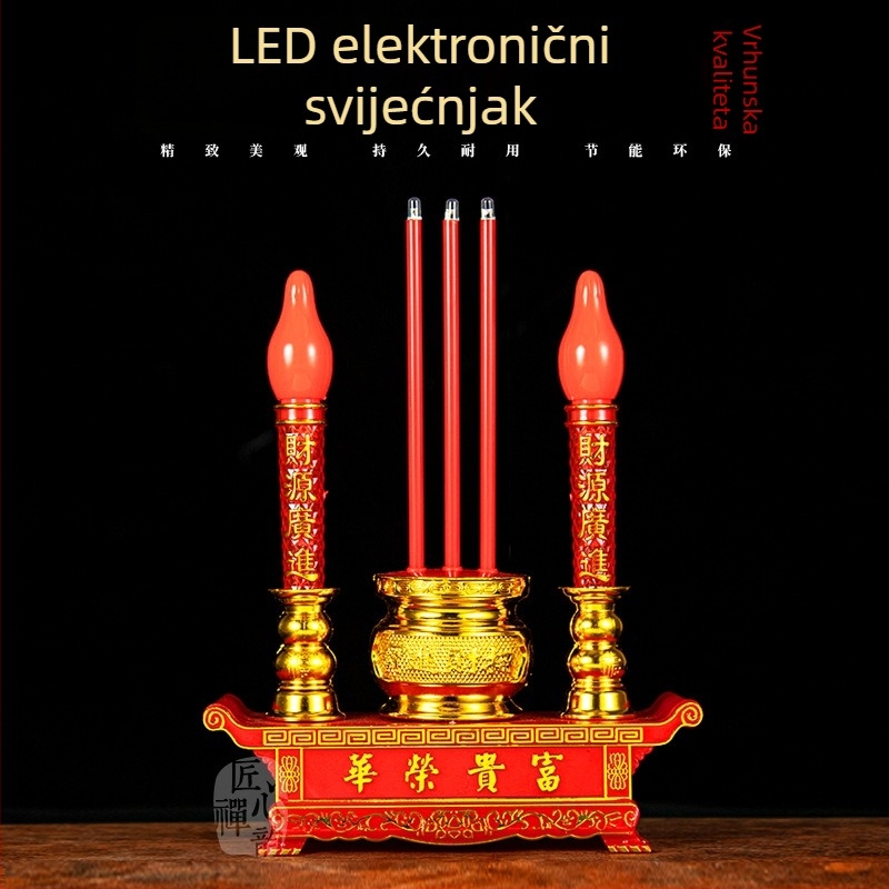 Električna LED Buddha molitvena svjetiljka — držač za tealight s napajanjem iz mreže za kućnu upotrebu
