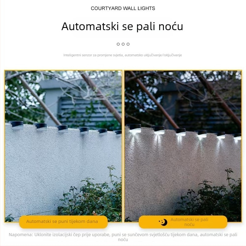 Solarna zidna lampa za dvorište, vanjska dekorativna rasvjeta za zid, ambijentalno osvjetljenje za stepenice, vodootporna.