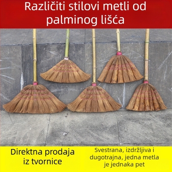 Ručna palma metla s drškom od bambusa ili drveta i dlakama od palma vlakana