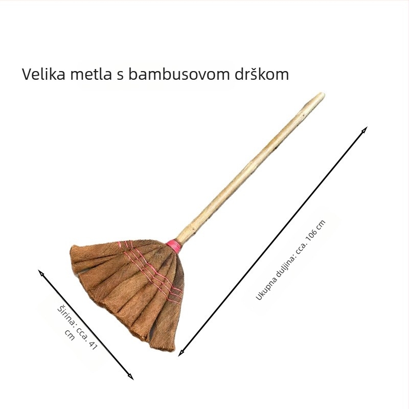 Ručna palma metla s drškom od bambusa ili drveta i dlakama od palma vlakana