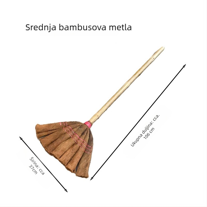 Ručna palma metla s drškom od bambusa ili drveta i dlakama od palma vlakana