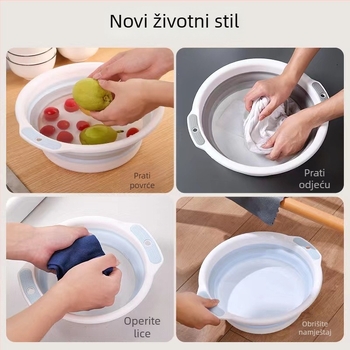 Sklopiva debela posuda za kućnu upotrebu: za pranje lica, rublja, kupanje djeteta, pranje stopala i kuhinjsku upotrebu