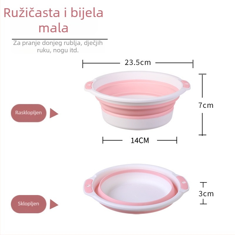 Sklopiva debela posuda za kućnu upotrebu: za pranje lica, rublja, kupanje djeteta, pranje stopala i kuhinjsku upotrebu