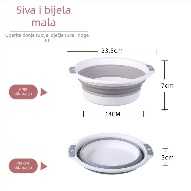 Sklopiva debela posuda za kućnu upotrebu: za pranje lica, rublja, kupanje djeteta, pranje stopala i kuhinjsku upotrebu