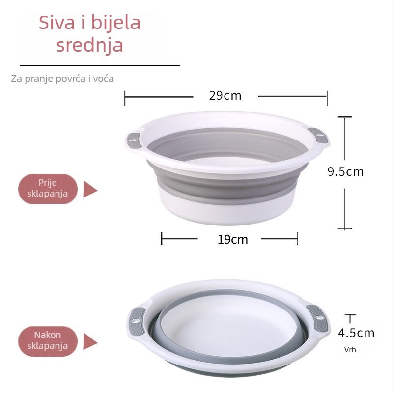 Sklopiva debela posuda za kućnu upotrebu: za pranje lica, rublja, kupanje djeteta, pranje stopala i kuhinjsku upotrebu
