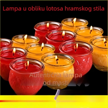 Lampa u obliku lotosa za Buddha darivanje, 24-satna bezdimna lampa s ghí u staklu