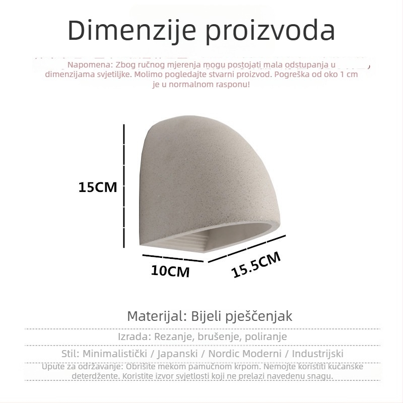 Nordijski minimalistički industrijski terrazzo zidna svjetiljka za vanjsku upotrebu, vodootporna