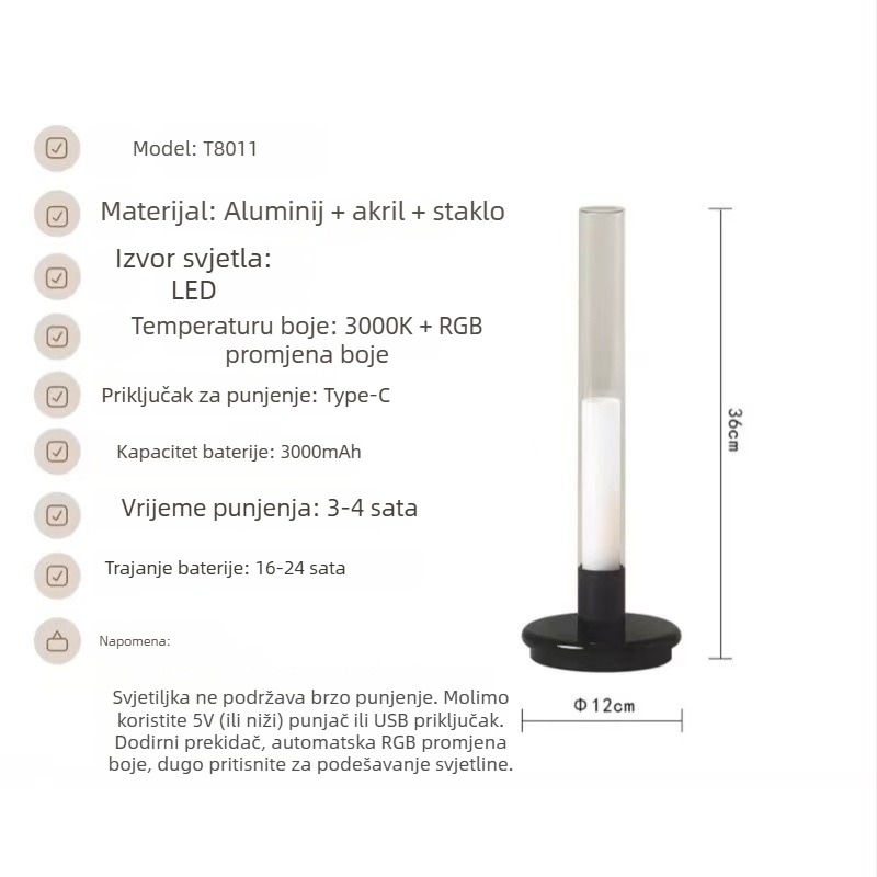 Nordijskog stila LED stolna svjetiljka s ambijentalnim osvjetljenjem, dizajnerska lampa za hotelsku spavaću sobu, USB punjenje