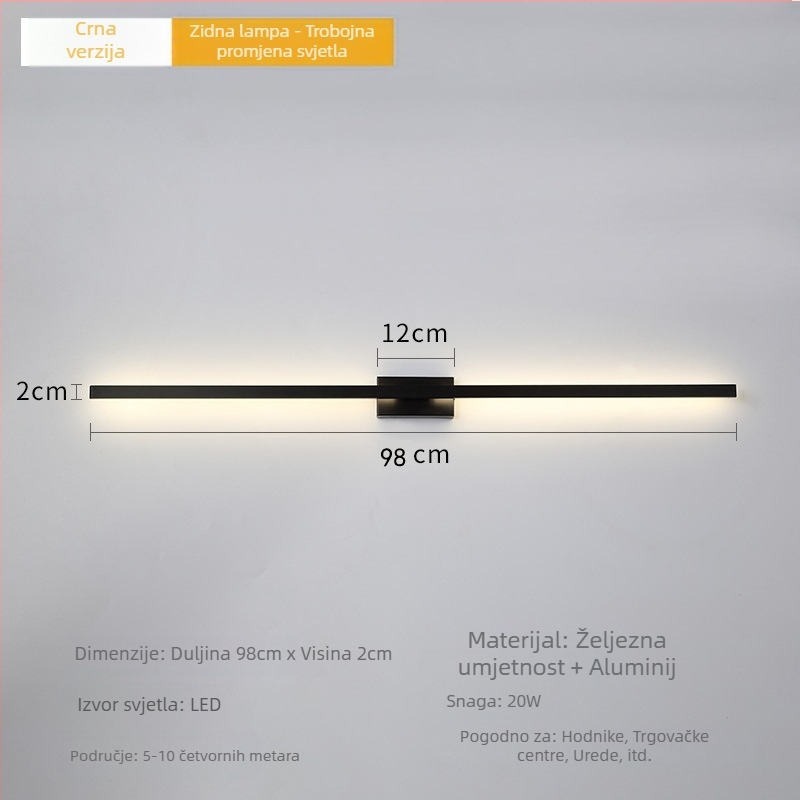 Nordijski zidni svjetiljka s dugim tijelom i ogledalom, minimalističko osvjetljenje, moderna noćna lampa za spavaću sobu
