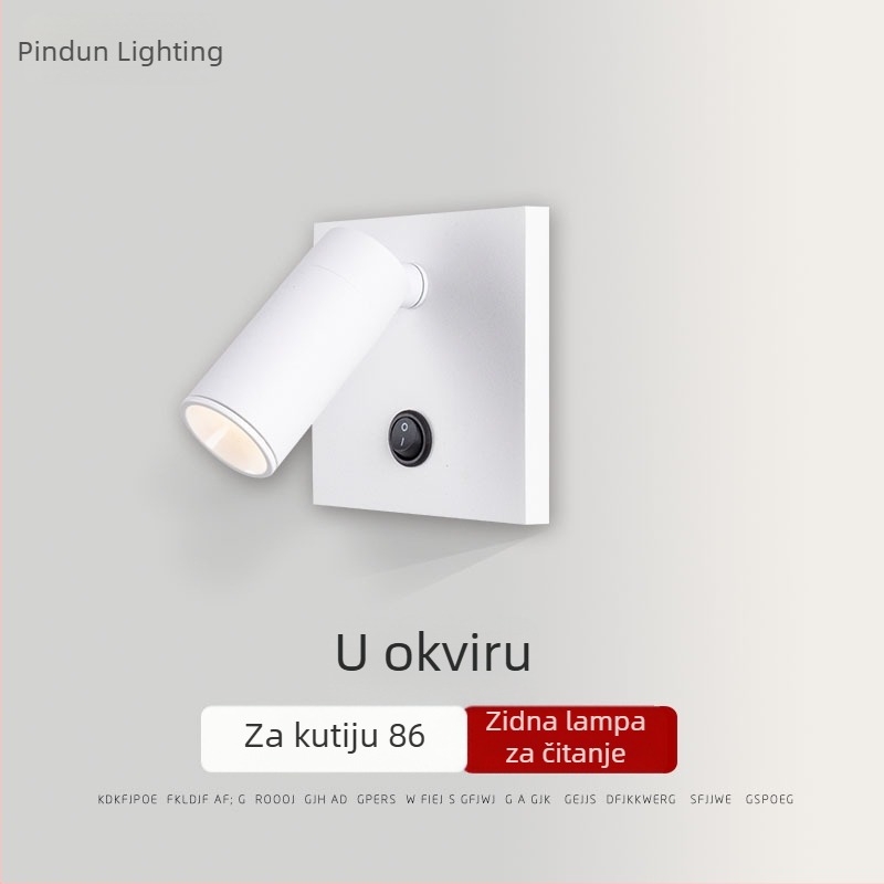 LED zidna lampa za čitanje, ugrađeni usmjereni reflektor, noćna lampica s prekidačem