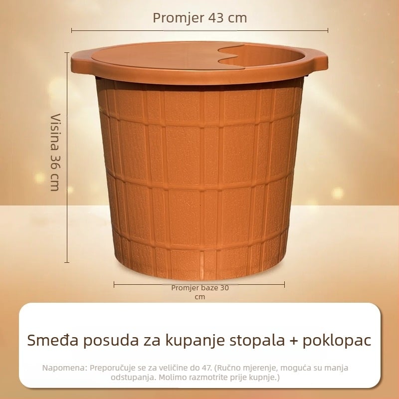 Plastična kada za stopala, s dubokim i povećanim dizajnom za masažu stopala, kućna uporaba.