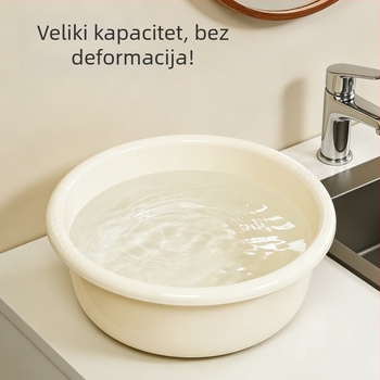 Velika, debela i izdržljiva plastična posuda za kućnu upotrebu; višefunkcionalna posuda za pranje rublja, stopala, posuđa i povrća u kuhinji.