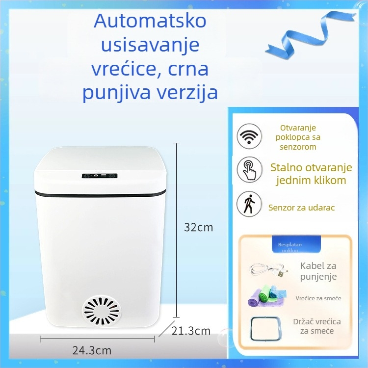 Pametan kanta za smeće sa senzorom i poklopcem, automatsko otvaranje pokretom, plava svjetlosna indikacija, 12L+
