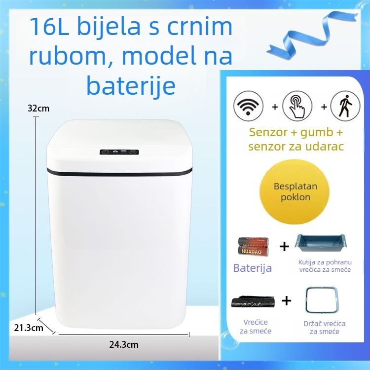 Pametan kanta za smeće sa senzorom i poklopcem, automatsko otvaranje pokretom, plava svjetlosna indikacija, 12L+