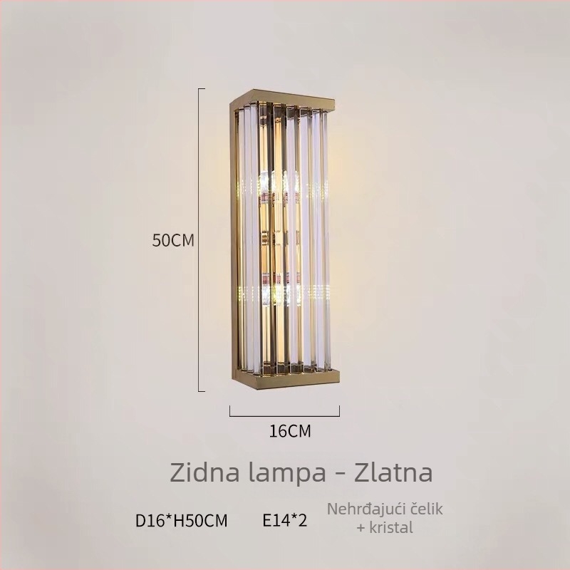 Postmoderna kvadratna kristalna LED zidna svjetiljka, nordičkog stila – za dnevni boravak, spavaću sobu i hodnik.